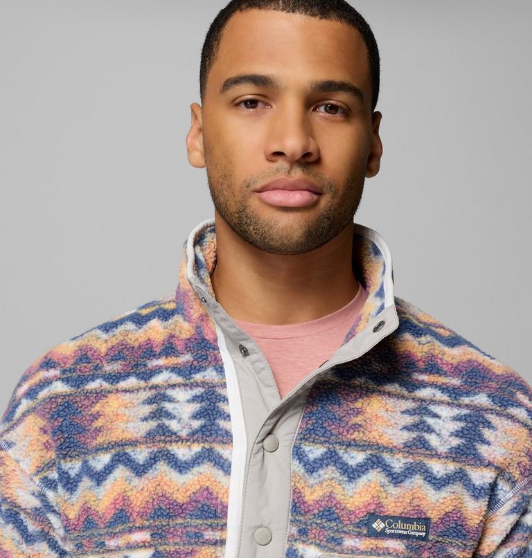 Men's Helvetia II Printed Half Snap Fleece, Color: Sea Salt, Retrotree, image 5