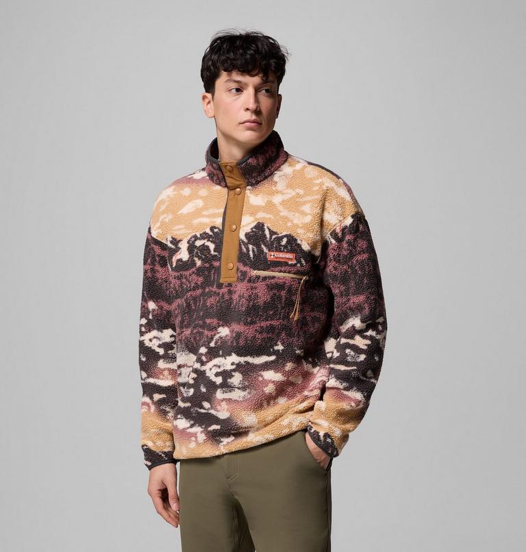 Helvetia II Printed Half Snap Fleece, Color: Camel Brown Sisters, image 4
