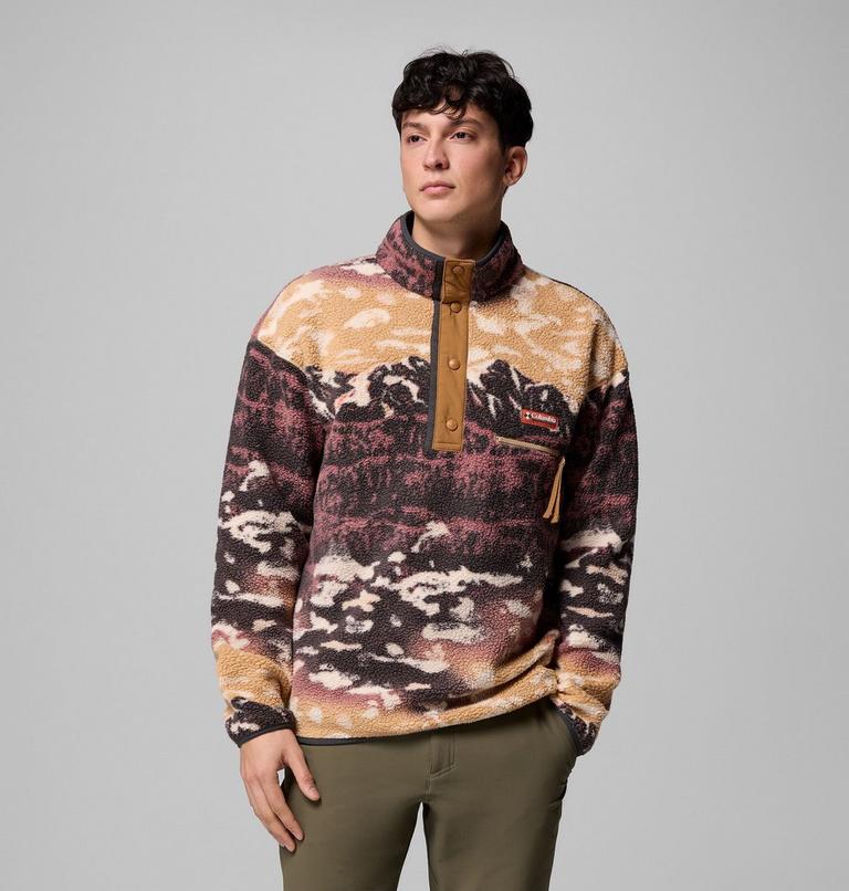 Helvetia II Printed Half Snap Fleece, Color: Camel Brown Sisters, image 1
