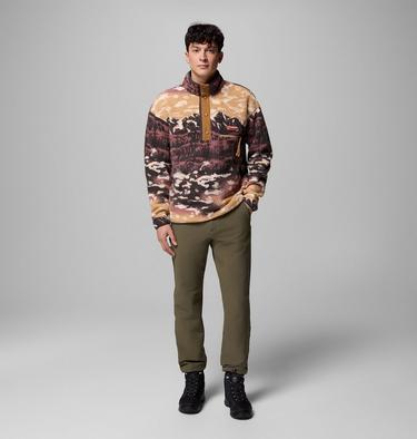Men's Helvetia II Printed Half Snap Fleece, Color: Camel Brown Sisters, image 6