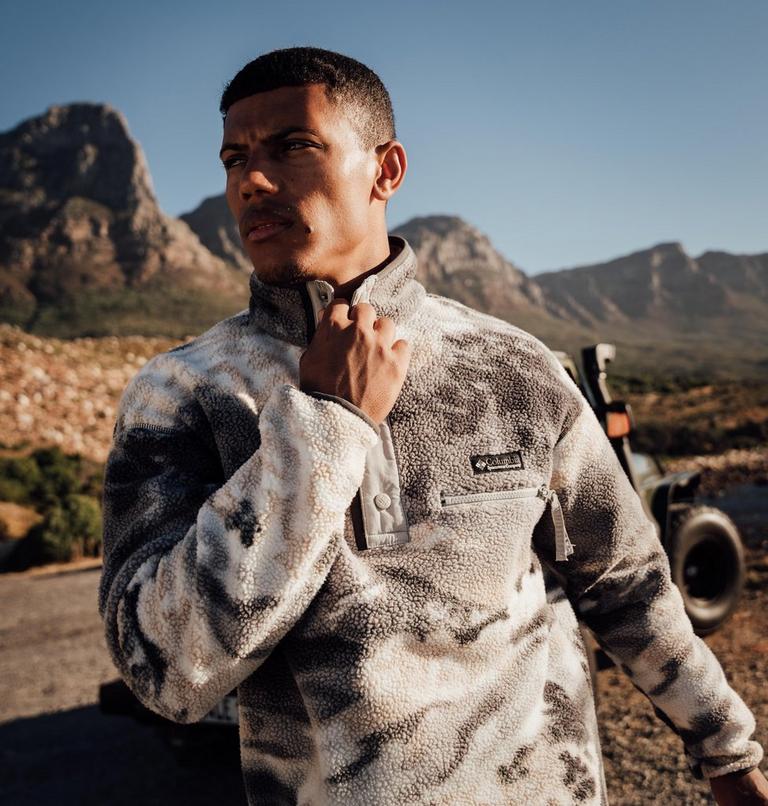 Men's Helvetia II Printed Half Snap Fleece, Color: Shark, Dreaming, image 6