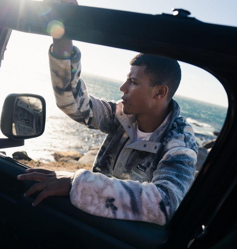 Men's Helvetia II Printed Half Snap Fleece, Color: Shark, Dreaming, image 8