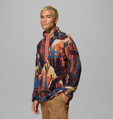 Men's Helvetia II Printed Half Snap Fleece, Color: Teak Brown Soarin, image 28