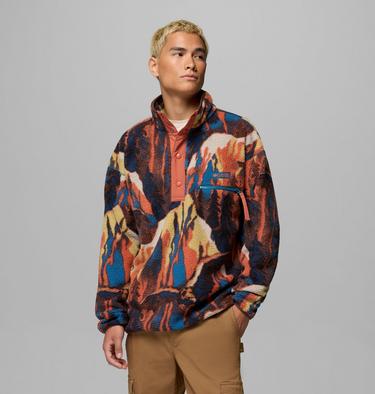 Men's Helvetia II Printed Half Snap Fleece, Color: Teak Brown Soarin, image 25