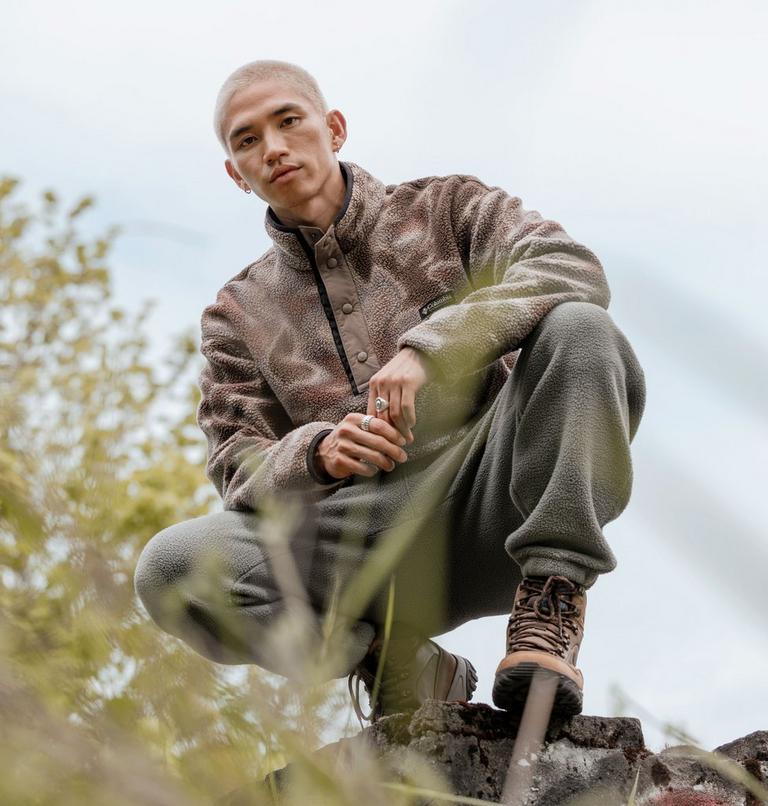 Men's Helvetia II Printed Half Snap Fleece, Color: Iron Dyeflow, image 6