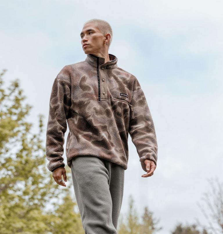 Men's Helvetia II Printed Half Snap Fleece, Color: Iron Dyeflow, image 7