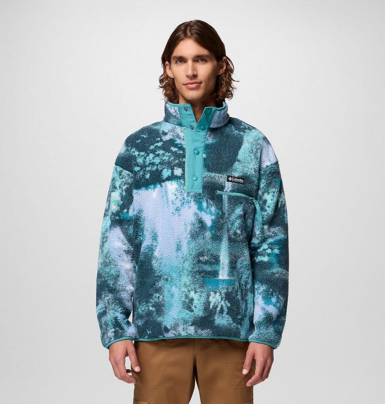Men's Helvetia II Printed Half Snap Fleece, Color: Teal Chasing Falls, image 1