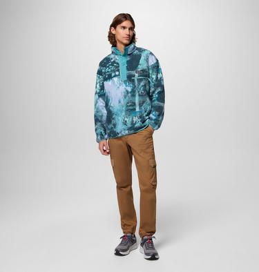 Men's Helvetia II Printed Half Snap Fleece, Color: Teal Chasing Falls, image 16