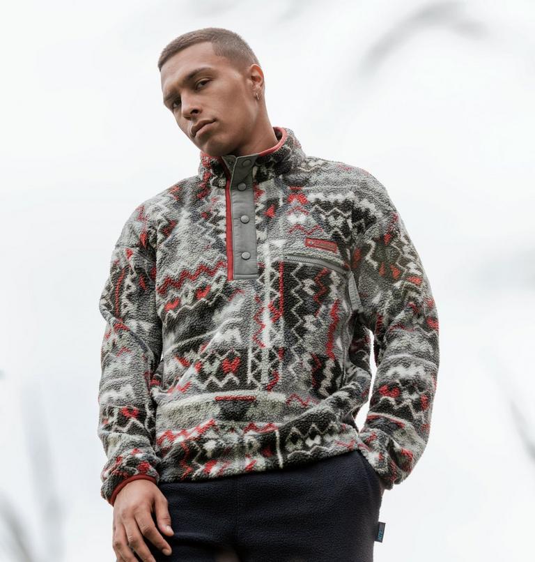 Men's Helvetia II Printed Half Snap Fleece, Color: Sedona Sage Geomix, image 6