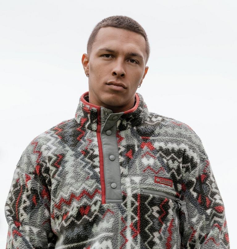 Men's Helvetia II Printed Half Snap Fleece, Color: Sedona Sage Geomix, image 7