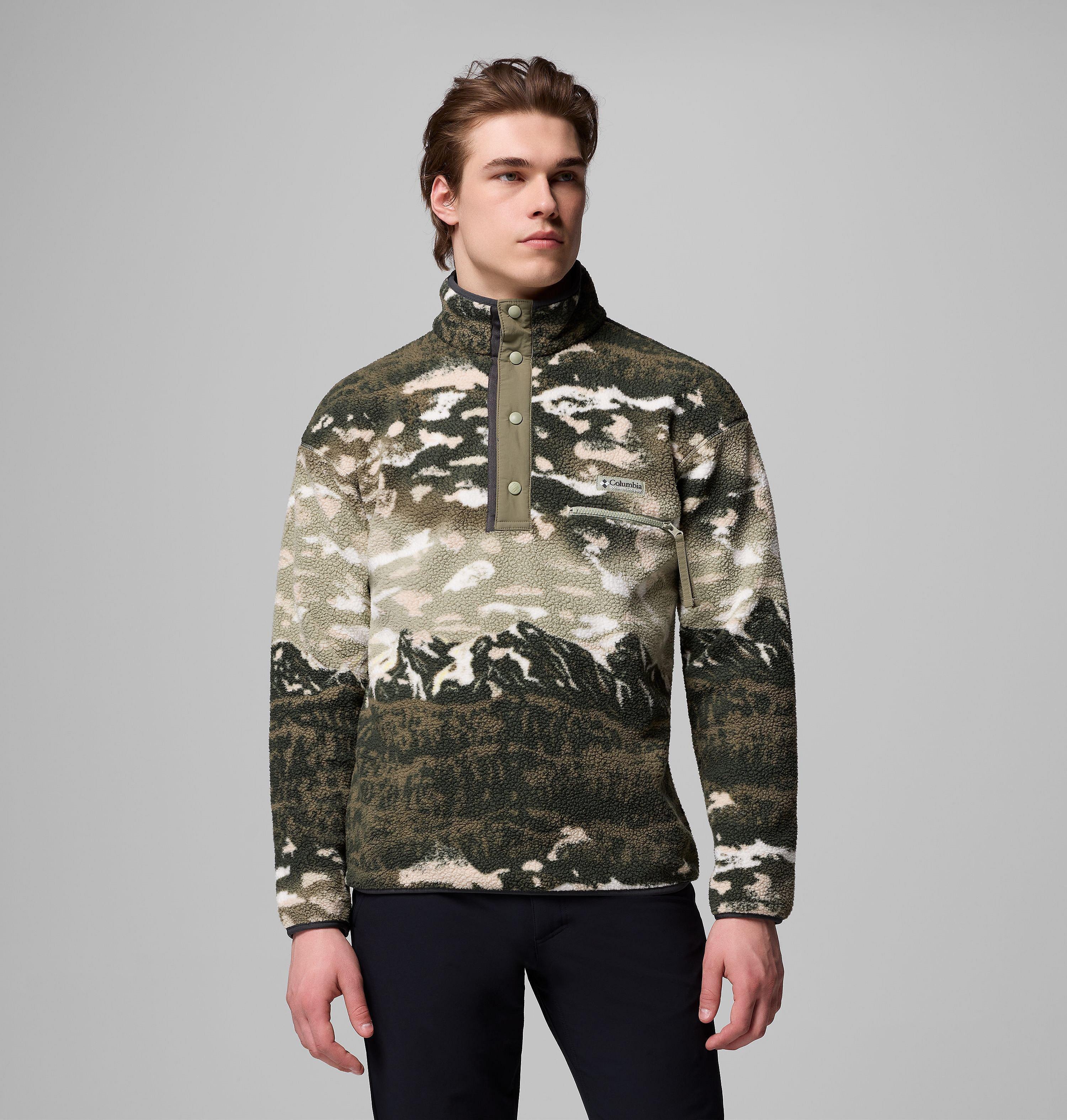 Columbia Sportswear Men's Green Columbia - Helvetia™ Ii Printed Half Snap Fleece - Safari Sisters Medium