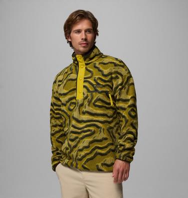 Men's Helvetia II Printed Half Snap Fleece, Color: Mossy Green, Topoglitch, image 19
