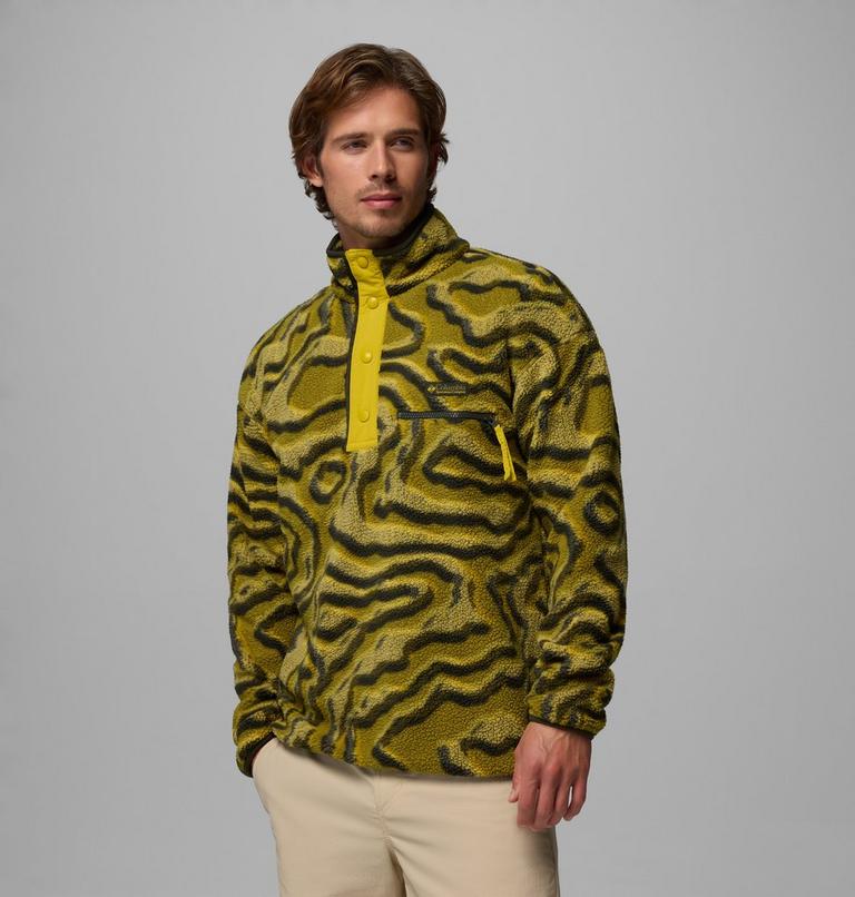 Men's Helvetia II Printed Half Snap Fleece, Color: Mossy Green, Topoglitch, image 1