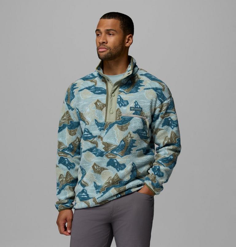 Men's Helvetia II Printed Half Snap Fleece, Color: Safari, Sunscapes, image 4