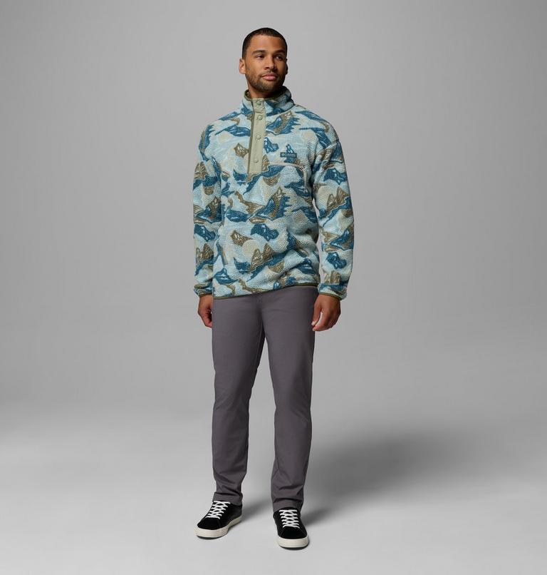 Men's Helvetia II Printed Half Snap Fleece, Color: Safari, Sunscapes, image 2