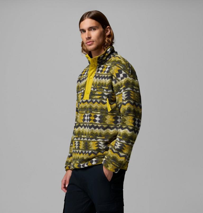 Men's Helvetia II Printed Half Snap Fleece, Color: Mossy Green, Retrotree, image 4