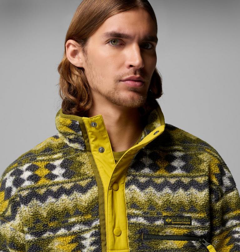 Men's Helvetia II Printed Half Snap Fleece, Color: Mossy Green, Retrotree, image 5