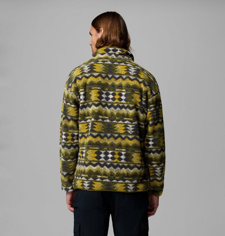 Men's Helvetia II Printed Half Snap Fleece, Color: Mossy Green, Retrotree, image 3