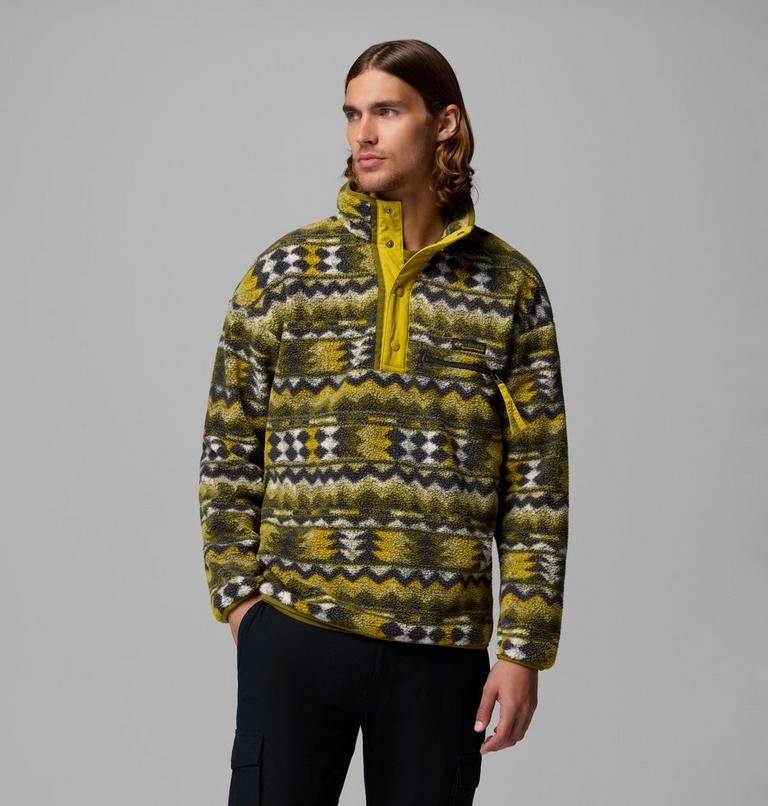 Men's Helvetia II Printed Half Snap Fleece, Color: Mossy Green, Retrotree, image 1