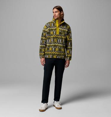 Men's Helvetia II Printed Half Snap Fleece, Color: Mossy Green, Retrotree, image 24