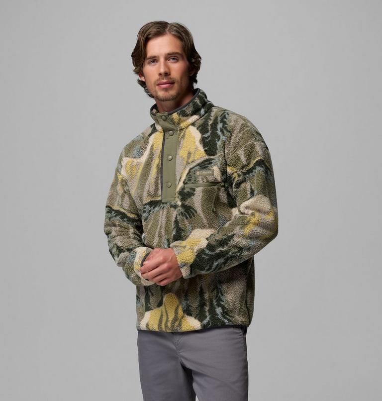 Men's Helvetia II Printed Half Snap Fleece, Color: Stone Green Soarin, image 4
