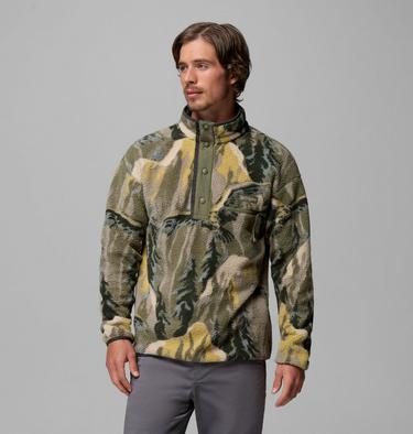 Men's Helvetia II Printed Half Snap Fleece, Color: Stone Green Soarin, image 7
