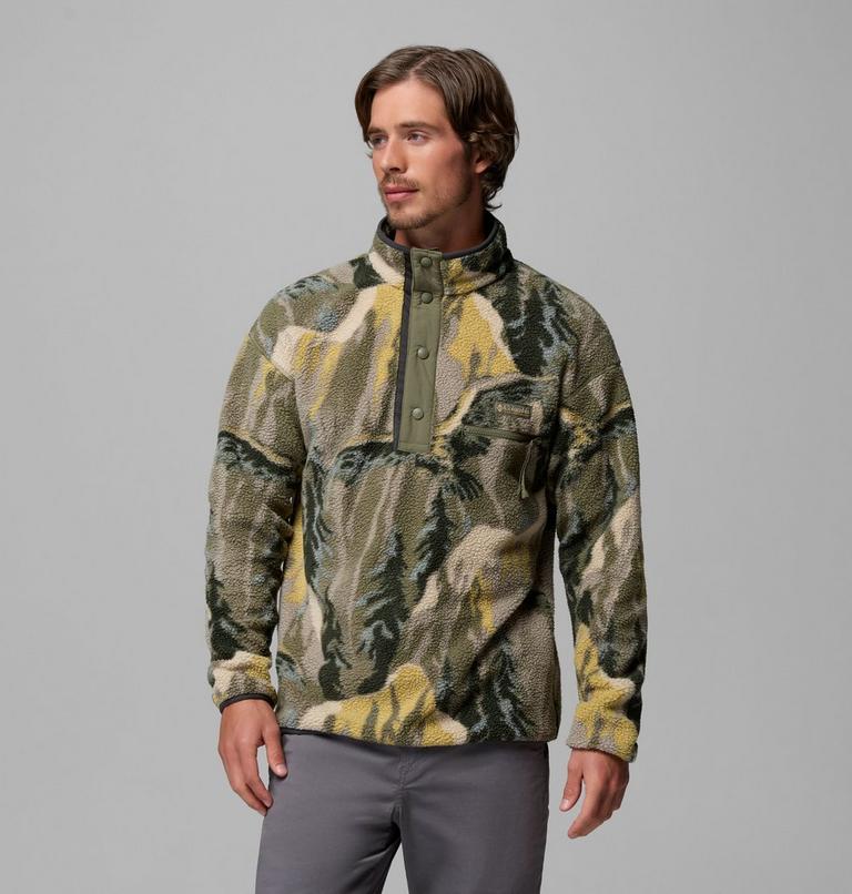 Men's Helvetia II Printed Half Snap Fleece, Color: Stone Green Soarin, image 1