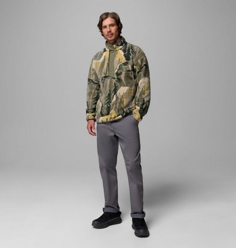 Men's Helvetia II Printed Half Snap Fleece, Color: Stone Green Soarin, image 2