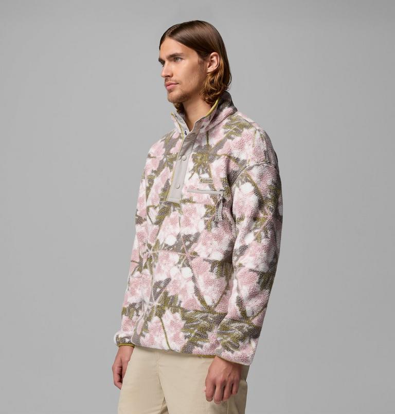 Men's Helvetia II Printed Half Snap Fleece, Color: Pink Agate, Florascope, image 4