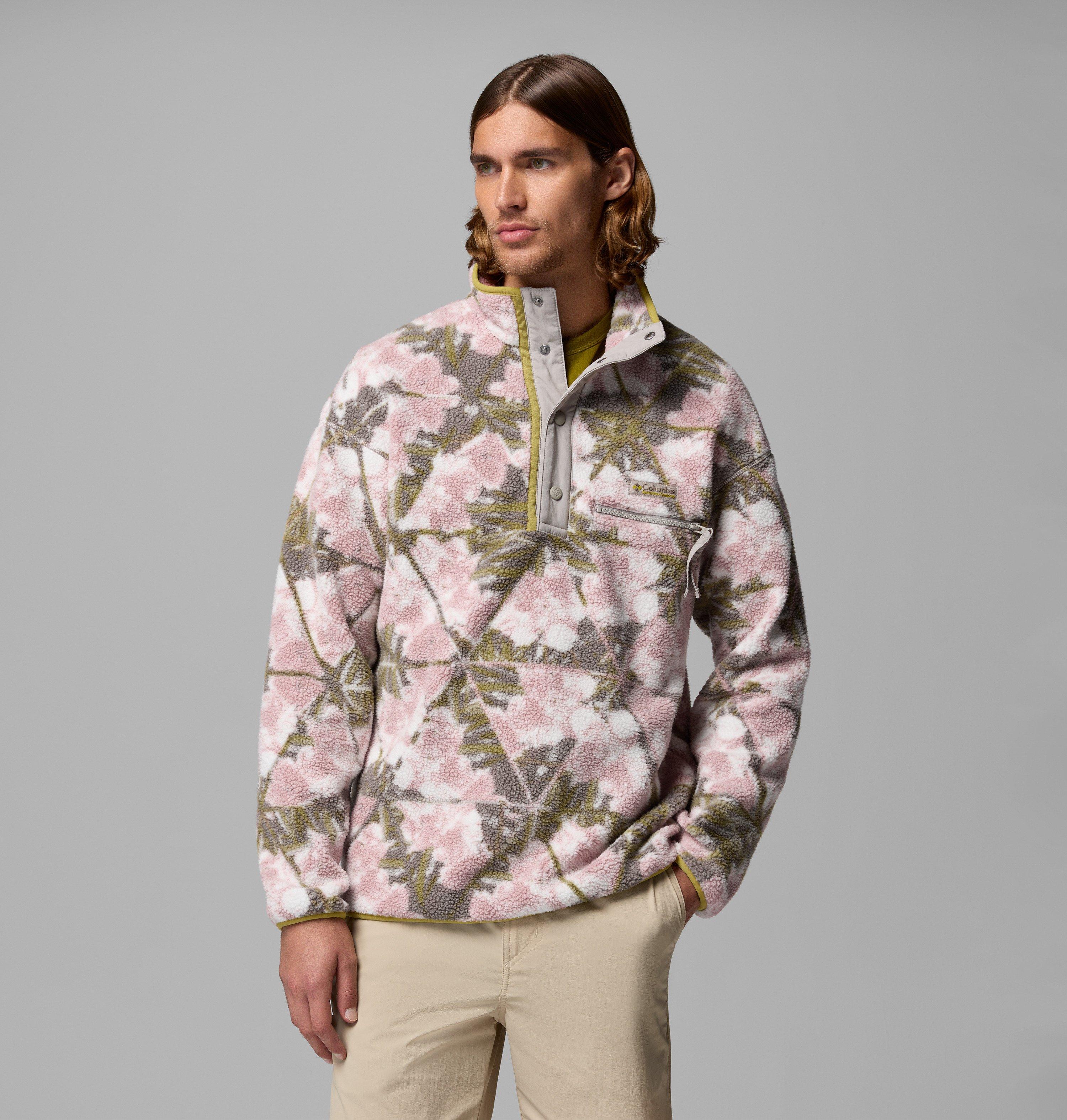 Columbia Sportswear Men's Blue Columbia - Helvetia™ Ii Printed Half Snap Fleece - Pink Agate, Florascope Xxl