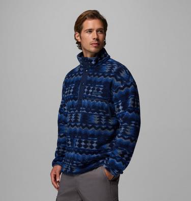 Men's Helvetia II Printed Half Snap Fleece, Color: Mountain Blue, Retrotree, image 12