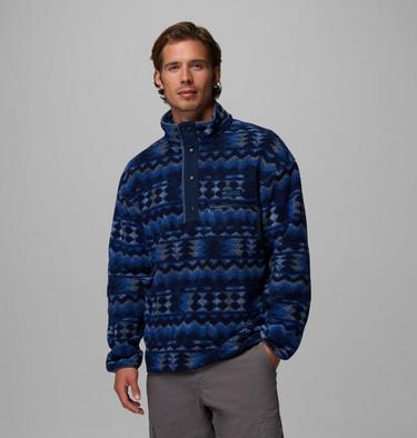 Men's Helvetia II Printed Half Snap Fleece, Color: Mountain Blue, Retrotree, image 5
