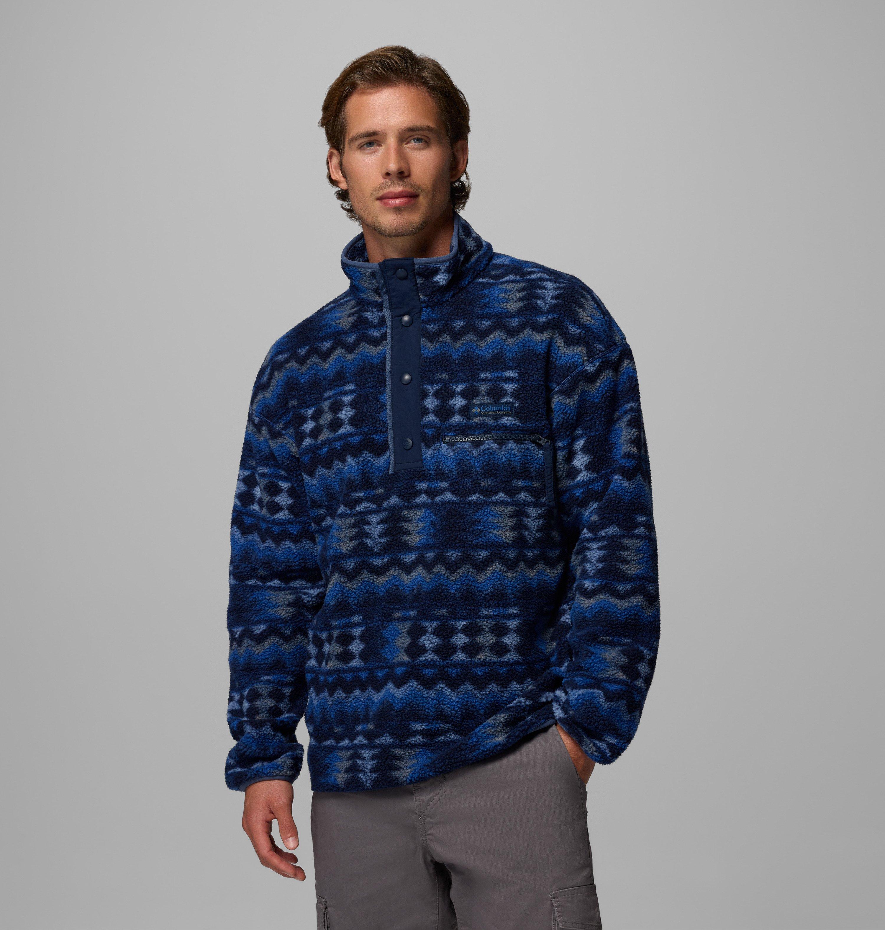 Columbia Sportswear Men's Blue Columbia - Helvetia™ Ii Printed Half Snap Fleece - Mountain Retrotree Xxl
