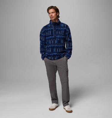 Men's Helvetia II Printed Half Snap Fleece, Color: Mountain Blue, Retrotree, image 6