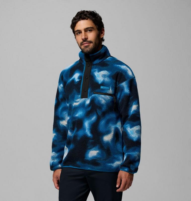 Men's Helvetia II Printed Half Snap Fleece, Color: Phoenix Blue Dyeflow, image 4