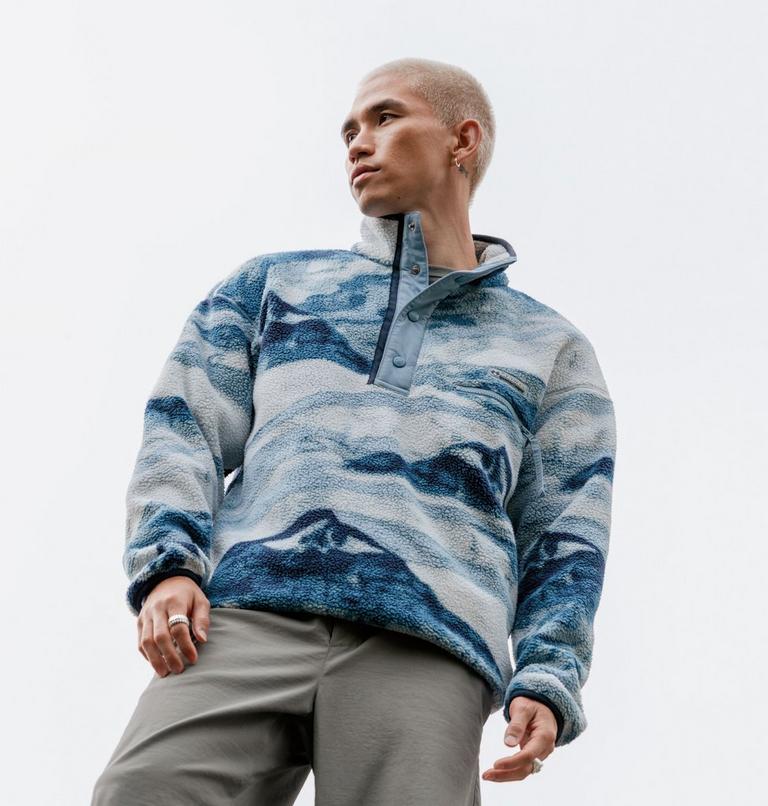 Men's Helvetia II Printed Half Snap Fleece, Color: Rainy Day Summits, image 8