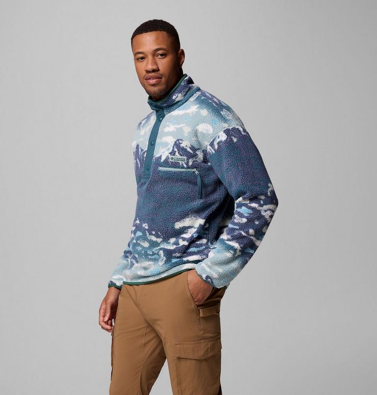 Helvetia II Printed Half Snap Fleece, Color: Crushed Blue Sisters, image 4