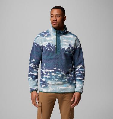 Men's Helvetia II Printed Half Snap Fleece, Color: Crushed Blue Sisters, image 7