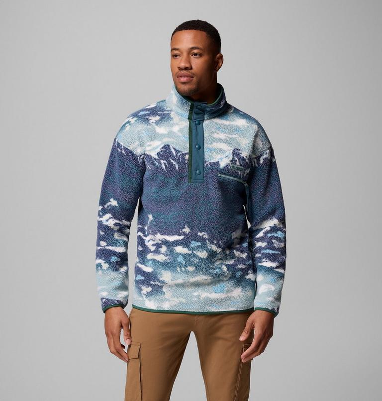 Helvetia II Printed Half Snap Fleece, Color: Crushed Blue Sisters, image 1