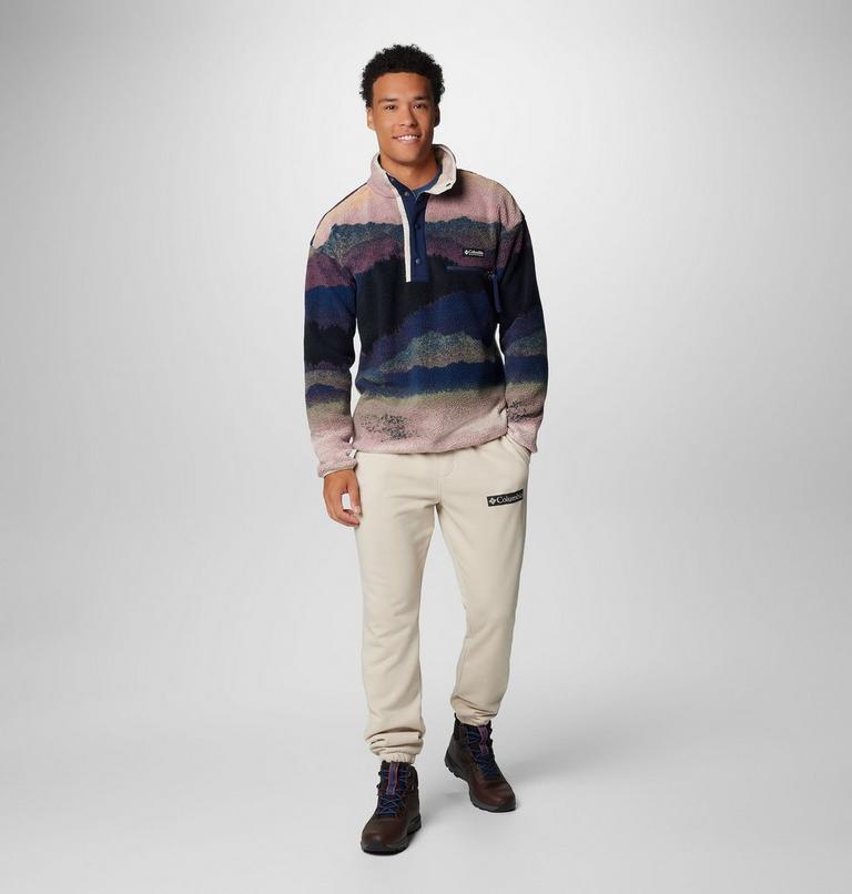 Men's Helvetia II Printed Half Snap Fleece, Color: Collegiate Navy Dolomites, image 3