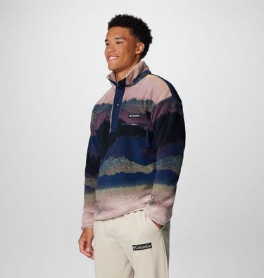 Men's Helvetia II Printed Half Snap Fleece, Color: Collegiate Navy Dolomites, image 36