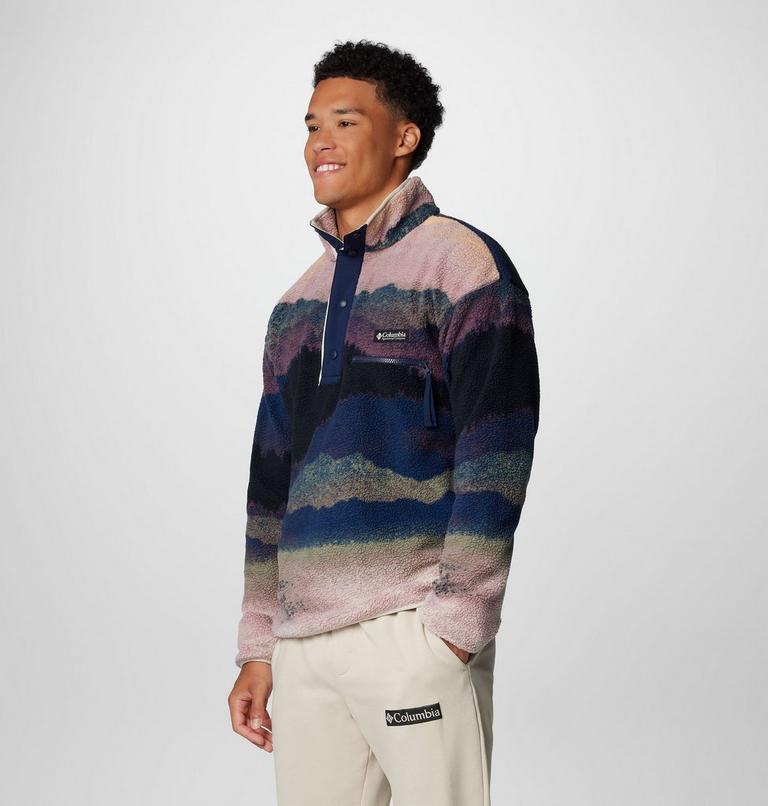 Men's Helvetia II Printed Half Snap Fleece, Color: Collegiate Navy Dolomites, image 4