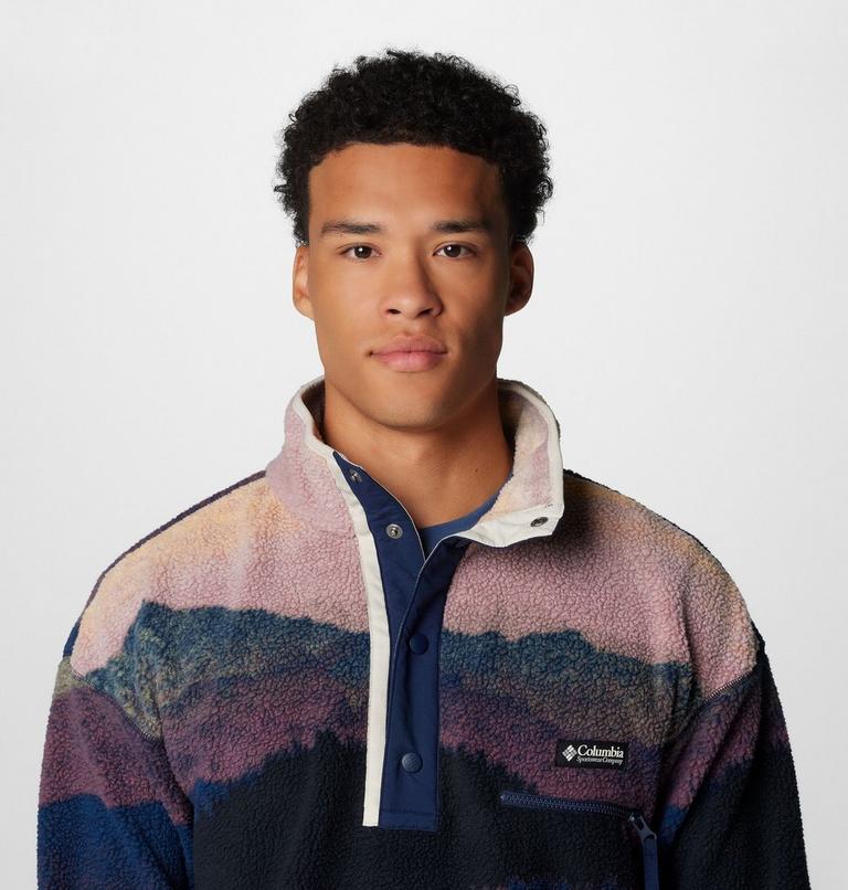 Men's Helvetia II Printed Half Snap Fleece, Color: Collegiate Navy Dolomites, image 5