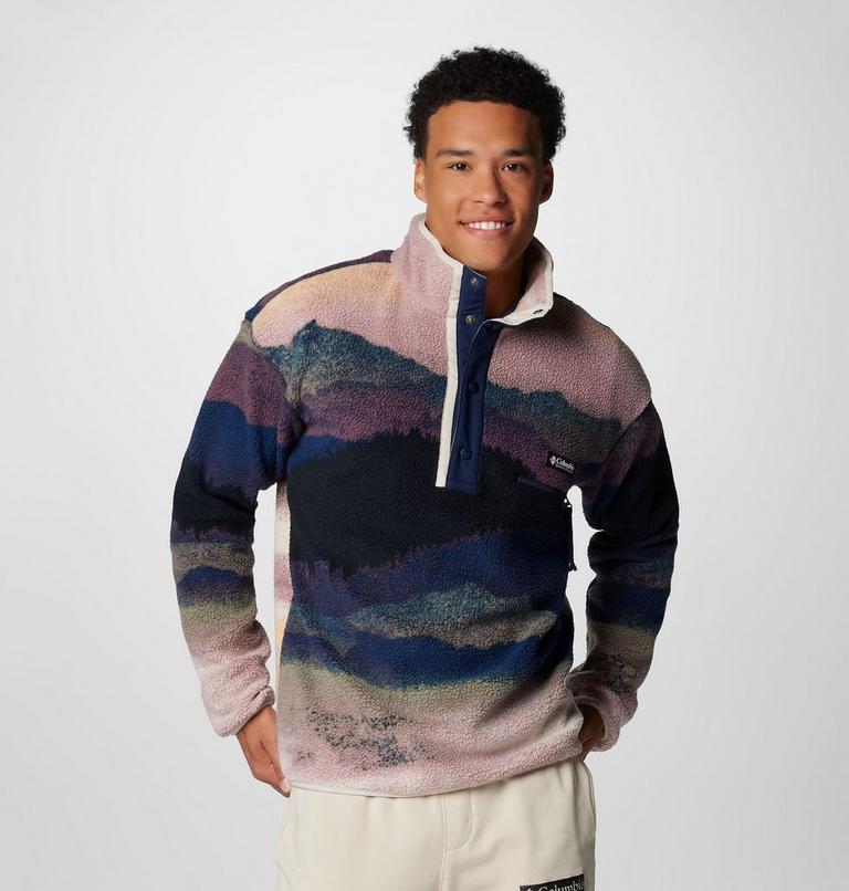 Men's Helvetia II Printed Half Snap Fleece, Color: Collegiate Navy Dolomites, image 1