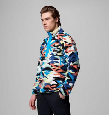 Men's Helvetia II Printed Half Snap Fleece, Color: Compass Blue Reflections, image 24