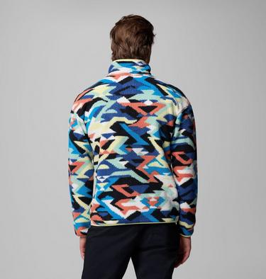 Men's Helvetia II Printed Half Snap Fleece, Color: Compass Blue Reflections, image 23