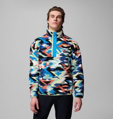 Men's Helvetia II Printed Half Snap Fleece, Color: Compass Blue Reflections, image 21
