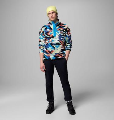 Men's Helvetia II Printed Half Snap Fleece, Color: Compass Blue Reflections, image 22