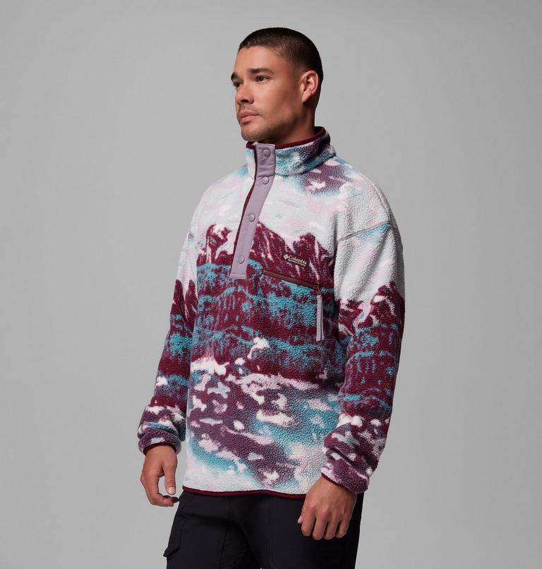 Helvetia II Printed Half Snap Fleece, Color: Rich Wine Sisters, image 4