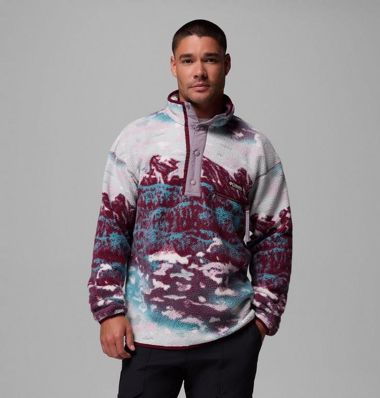 Helvetia II Printed Half Snap Fleece, Color: Rich Wine Sisters, image 1